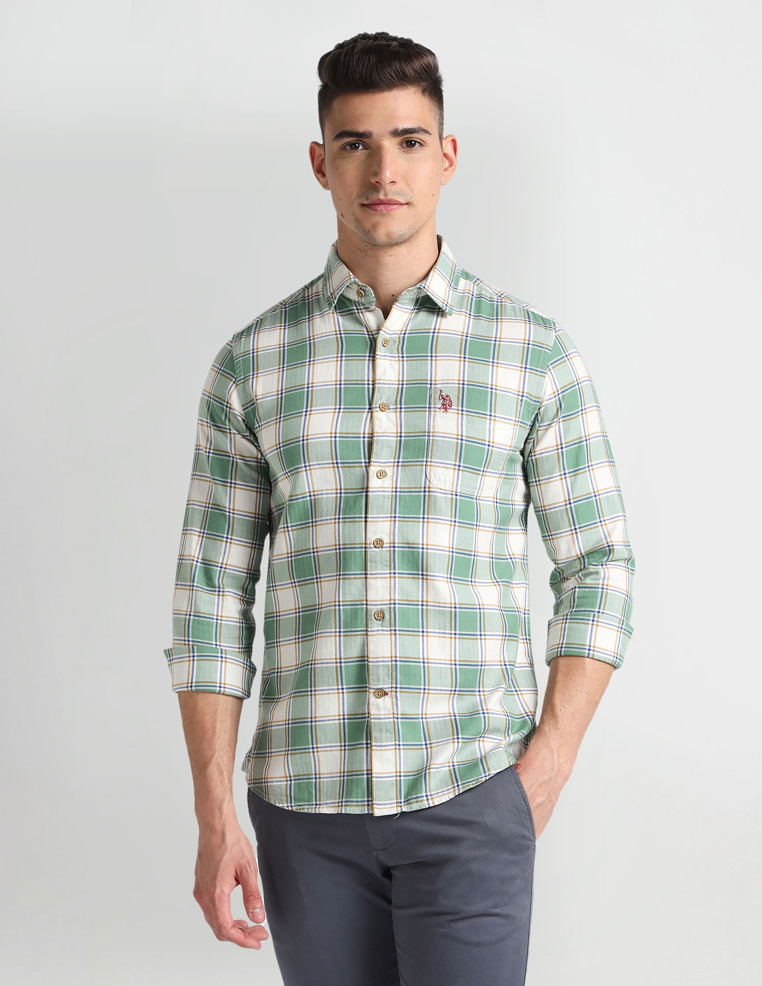 U.S. Polo Assn. Denim Co. Tartan Herringbone Slim Shirt