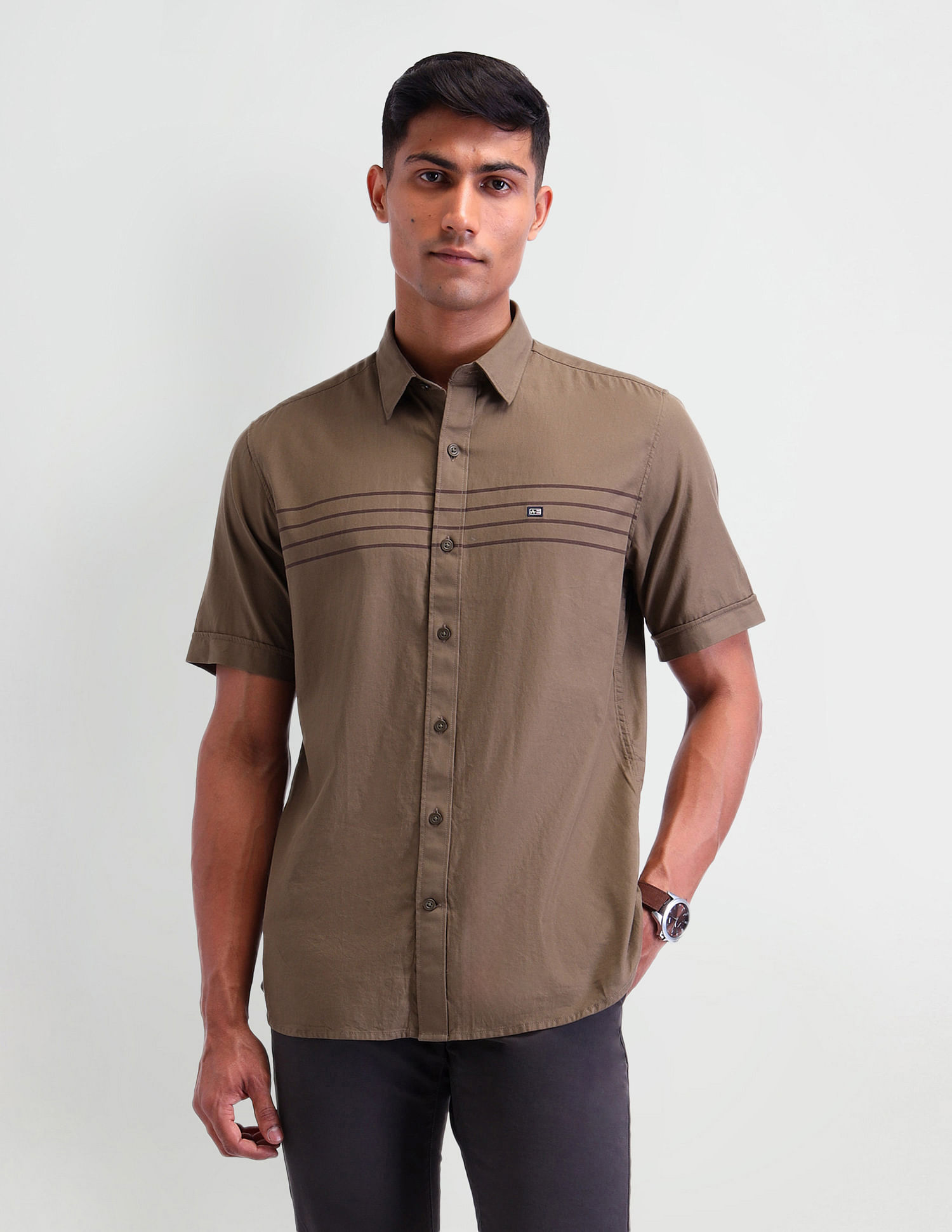 Arrow Sport Horizontal Striped Slim Fit Shirt
