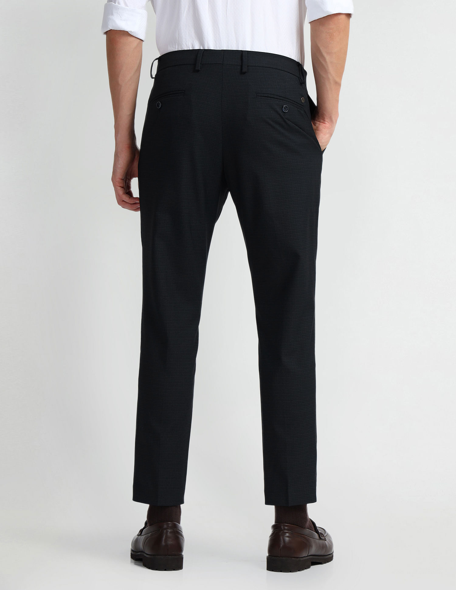 Arrow Newyork Carson Tapered Fit Self Design Trousers