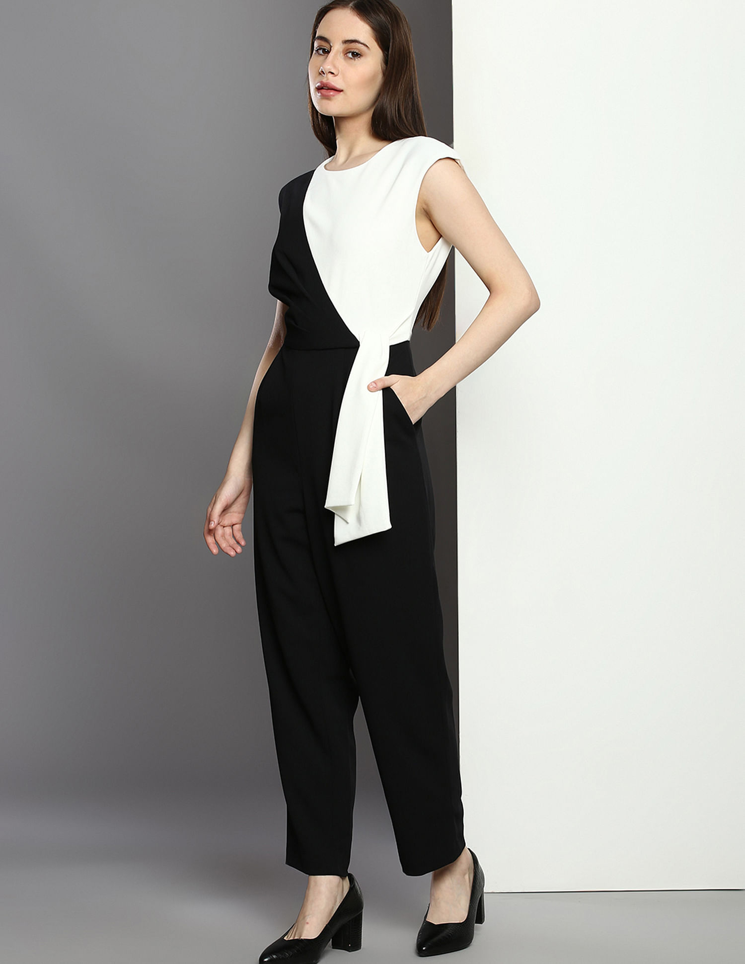 Calvin Klein Round Neck Colour Block Jumpsuit