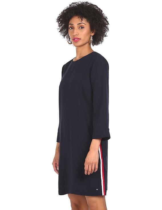 Buy Tommy Hilfiger Women Navy Brand Tape Solid Shift Dress - NNNOW.com