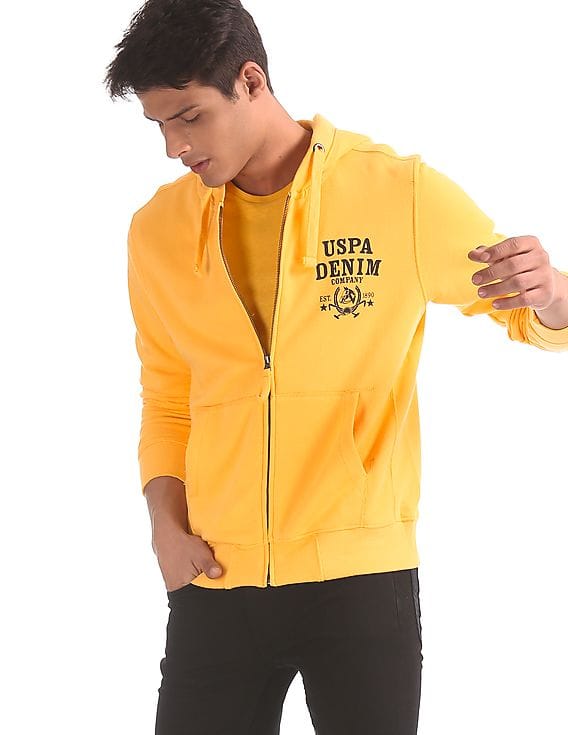 yellow drawstring hoodie