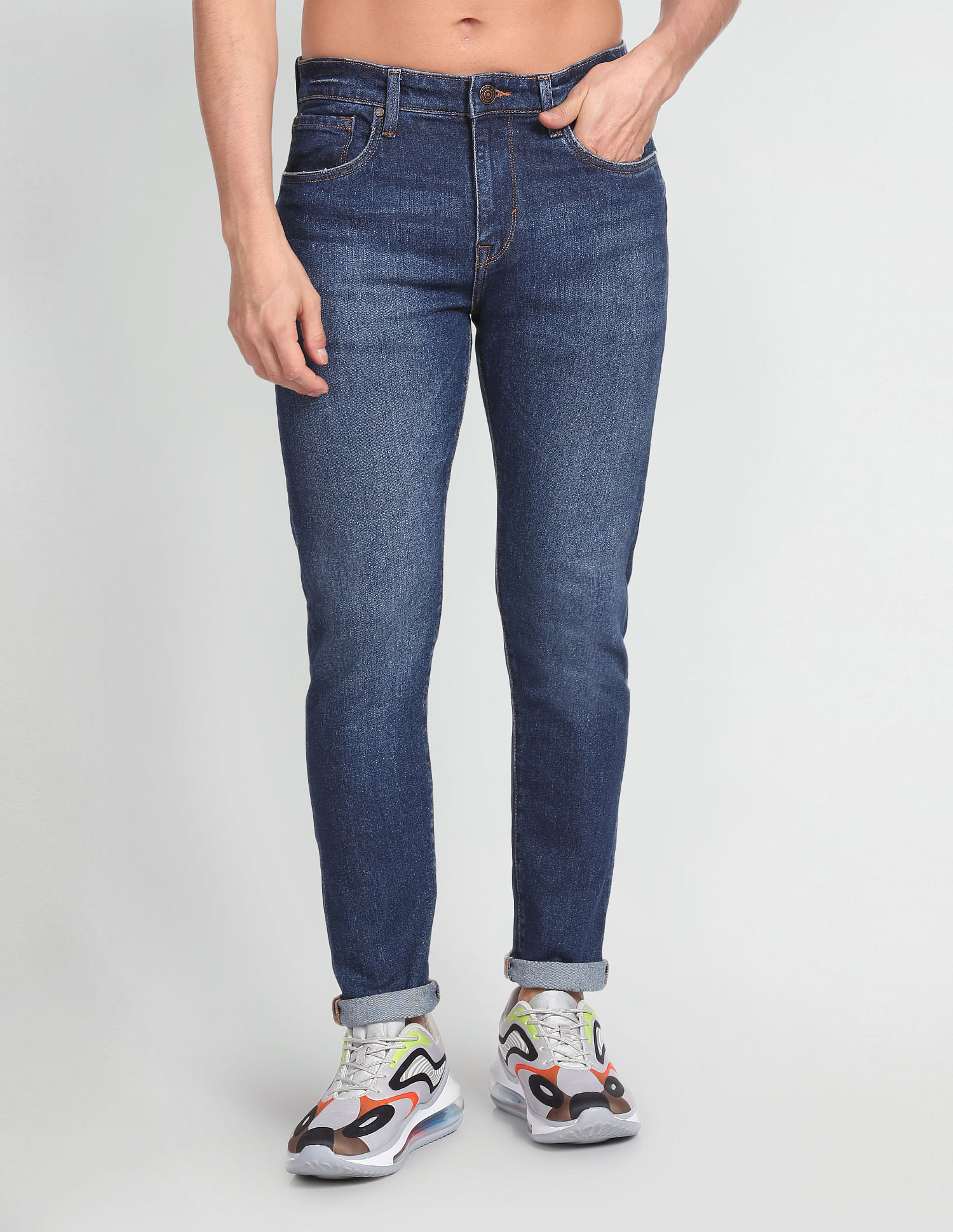 Flying Machine Slash Slim Tapered Fit Stone Wash Jeans