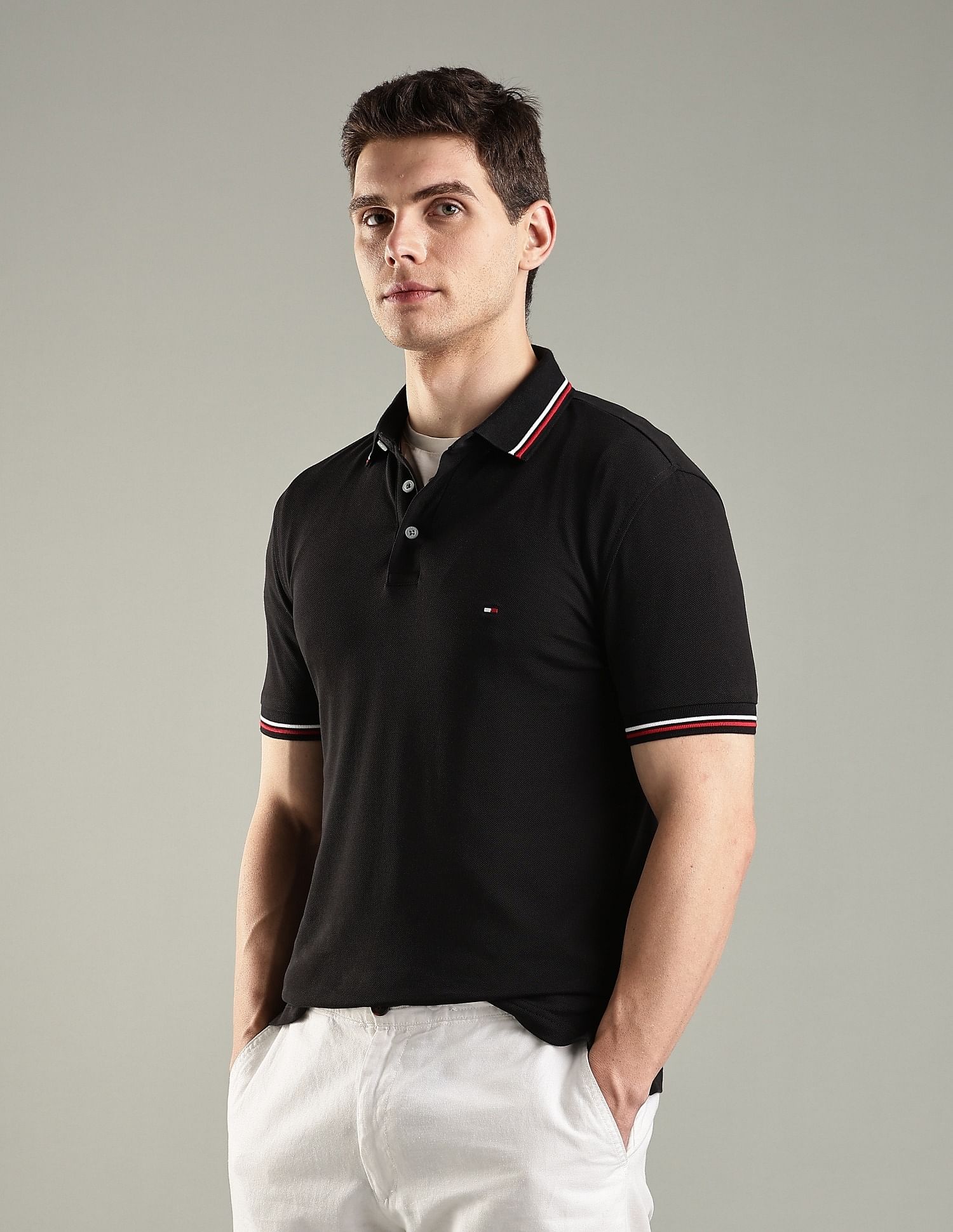 Tommy Hilfiger Solid Slim-Fit Cotton Polo T-Shirt
