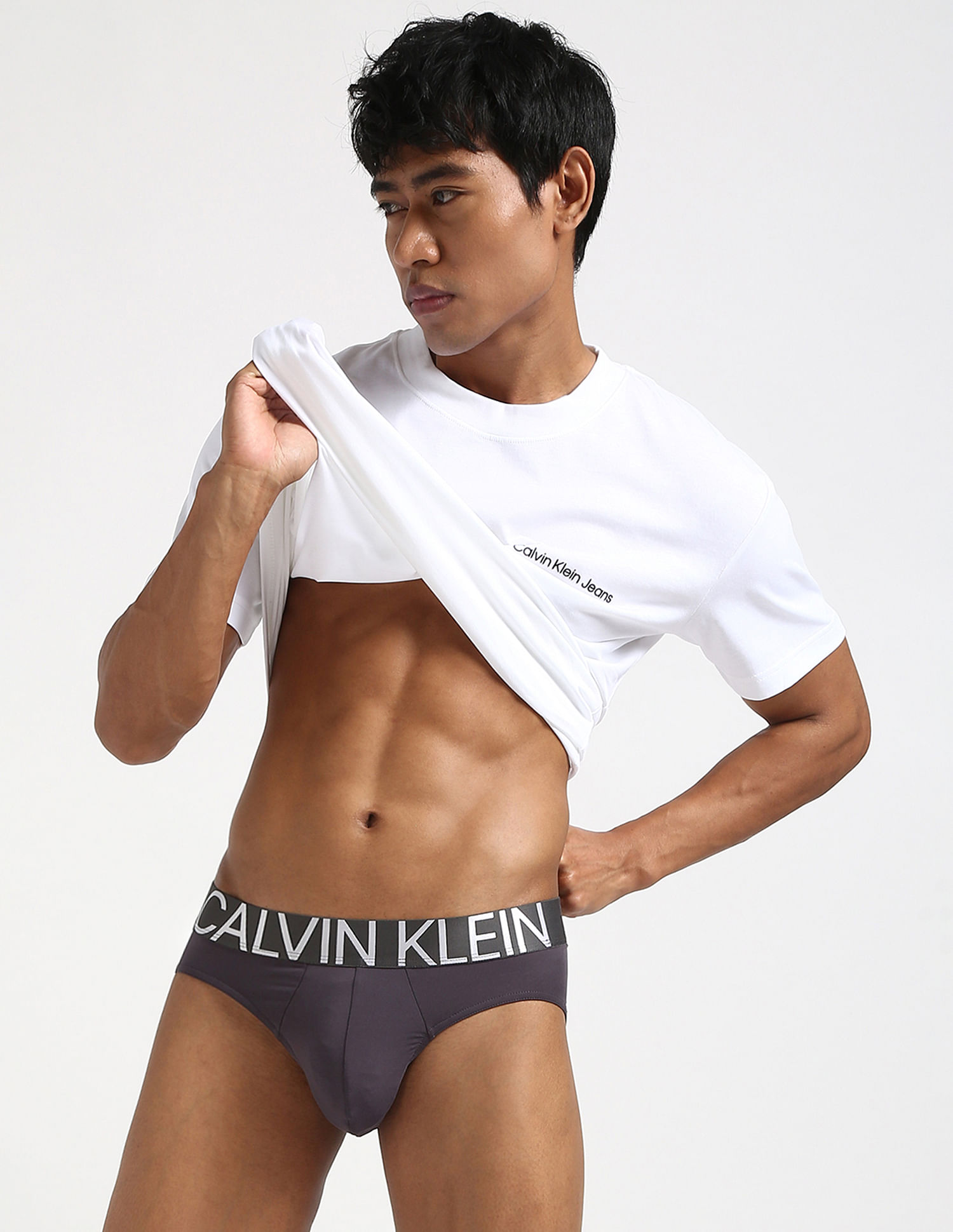 Calvin Klein Underwear Mens Solid Grey Briefs