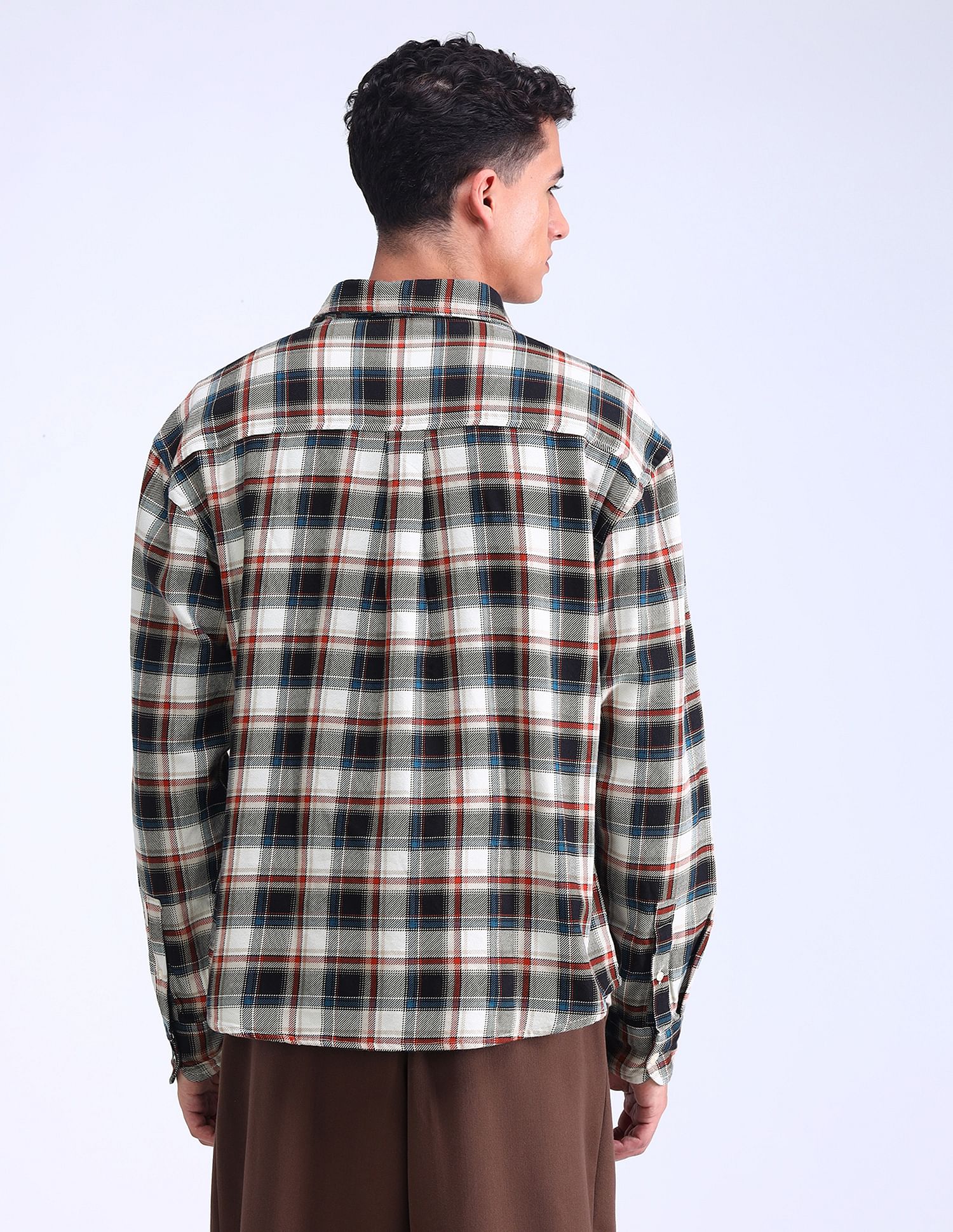 Flying Machine Oversized Twill Plaid Checked Shirt