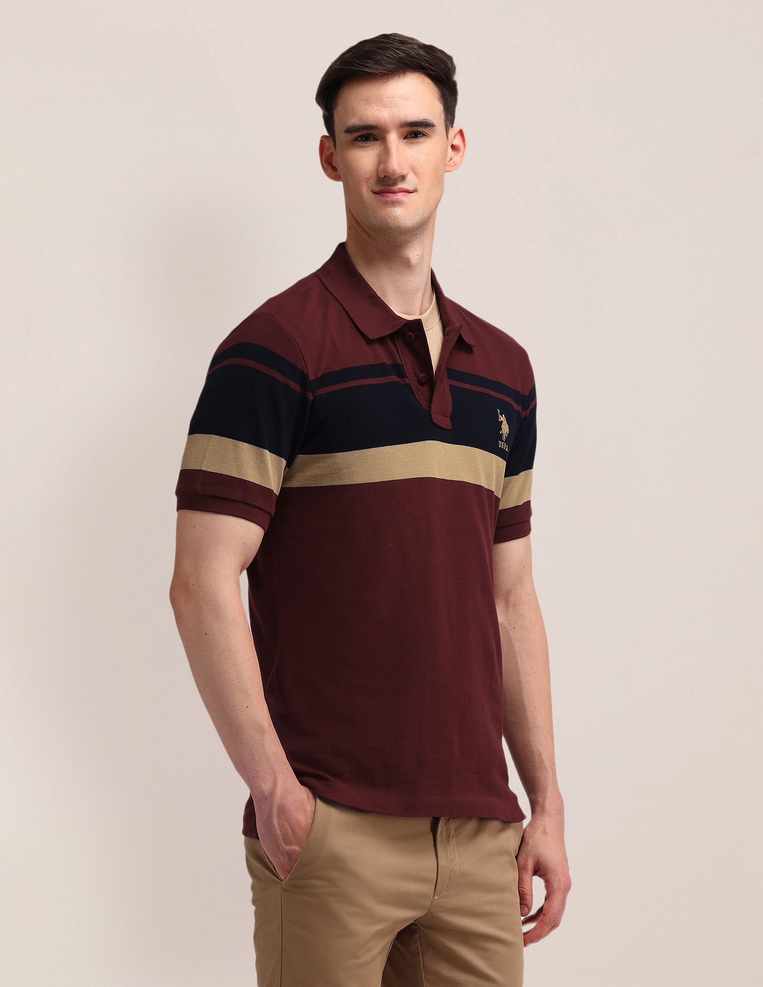 U.S. Polo Assn. Horizontal Striped Slim Fit Polo Shirt