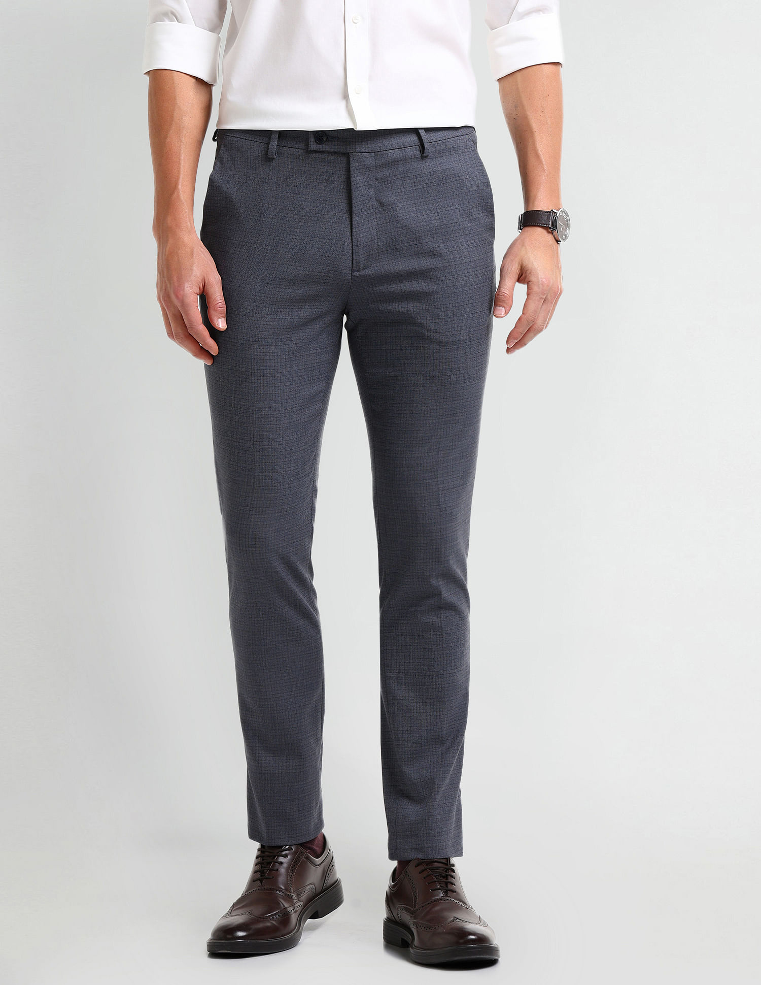 Arrow Slim Fit Checked Trousers