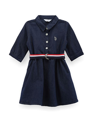 U S Polo Assn Kids Girls Denim Shirt Dress