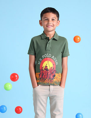 U S Polo Assn Kids Boys Brand Printed Polo Shirt