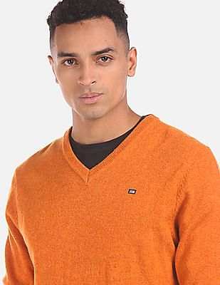 Mens orange shop v neck sweater