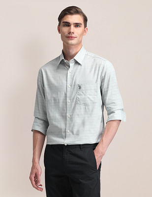 U S Polo Assn Tailored Fit Cotton Striped Shirt