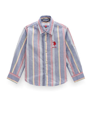 U S Polo Assn Kids Boys Vertical Stripe Super Slim Fit Shirt