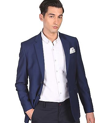 Tommy Hilfiger Men Blue Single Breasted Solid Smart Casual Blazer