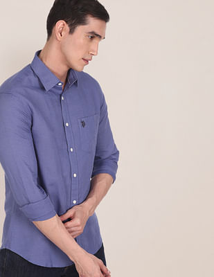 U S Polo Assn Linen Cotton Tailored Shirt