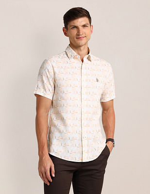 U S Polo Assn Geometric Print Regular Fit Shirt