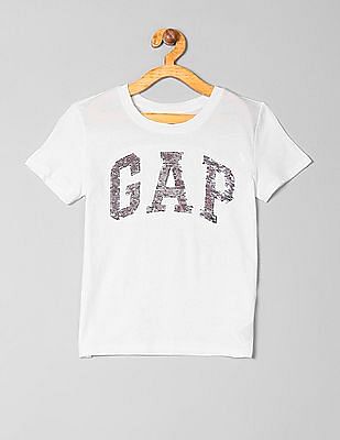 Buy Gap Girls Girls White Flippy Sequin Logo T Shirt Nnnow Com