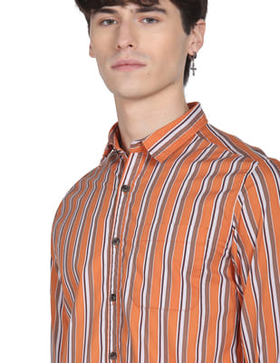 Buy Flying Machine Vertical Stripe Cotton Shirt - NNNOW.com