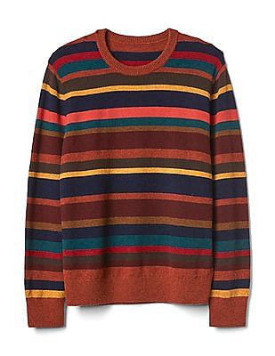 Amicale Mens buy Pullover Sweater Gray Stripe Marled Crew Neck Wool Blend L New