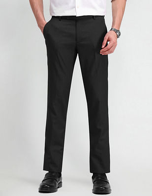 Arrow Tapered Fit Solid Formal Trousers