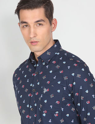 U S Polo Assn Denim Co Pure Cotton Printed Casual Shirt