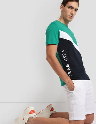 U S Polo Assn Diagonal Colour Block Active T-Shirt