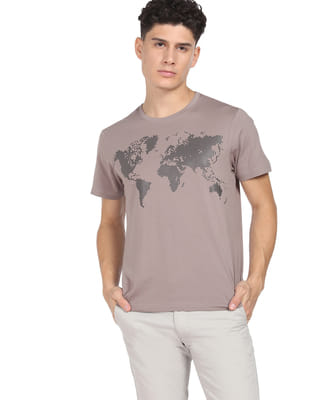 Crew Neck Graphic Print Cotton T-Shirt