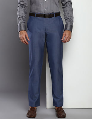 Buy CLITHS Navy Blue Formal Pants for Men Slim Fit/Flat Front Fromal Trousers  for Men Cotton at