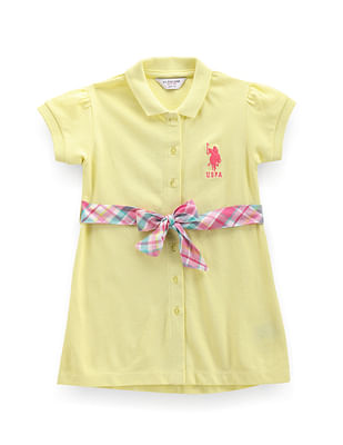 U S Polo Assn Kids Girls Solid Cotton Polo Dress