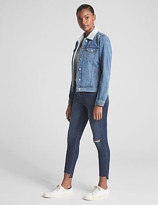 Buy GAP Women Women Blue Sherpa Icon Denim Jacket - NNNOW.com