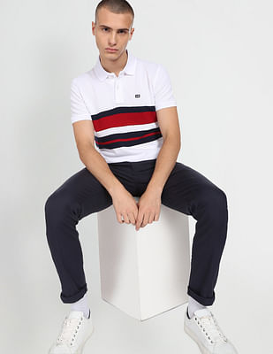 Arrow Sports Striped Jacquard Polo Shirt