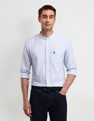 U S Polo Assn Denim Co Slim Fit Poplin Linen Shirt