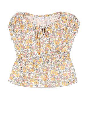 U S Polo Assn Kids Floral Print Peplum Top