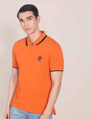 U S Polo Assn Logo Embroidered Tipped Collar Polo Shirt