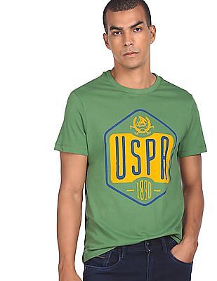 U S Polo Assn Denim Co Ribbed Crew Neck Printed T-Shirt