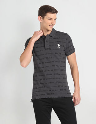 U S Polo Assn Denim Co Brand Print Pique Polo Shirt