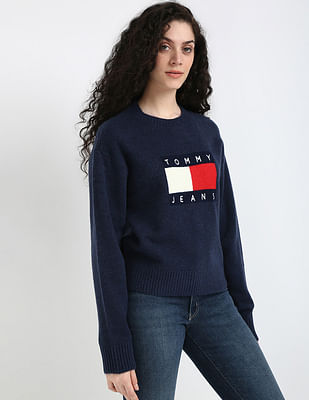 Tommy Hilfiger Melange Flag Crew Neck Sweater