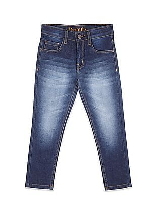Boys Blue Mid Rise Stone Wash Jeans