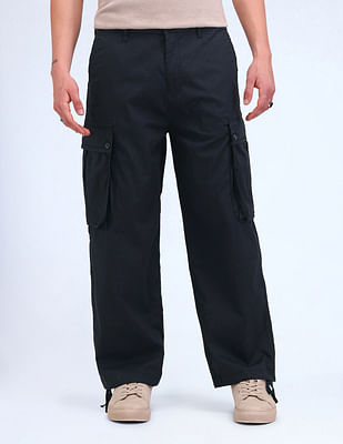 Flying Machine Relaxed Fit Solid Cargo Trousers