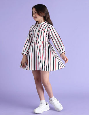 U S Polo Assn Kids Girls Vertical Striped Corduroy Dress