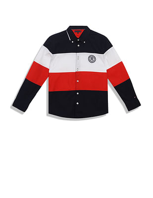 Tommy Hilfiger Kids Boys Organic Cotton Colour Block Shirt