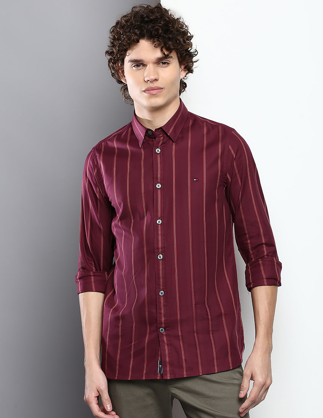 Buy Tommy Hilfiger Vertical Stripe Herringbone Casual Shirt - NNNOW.com