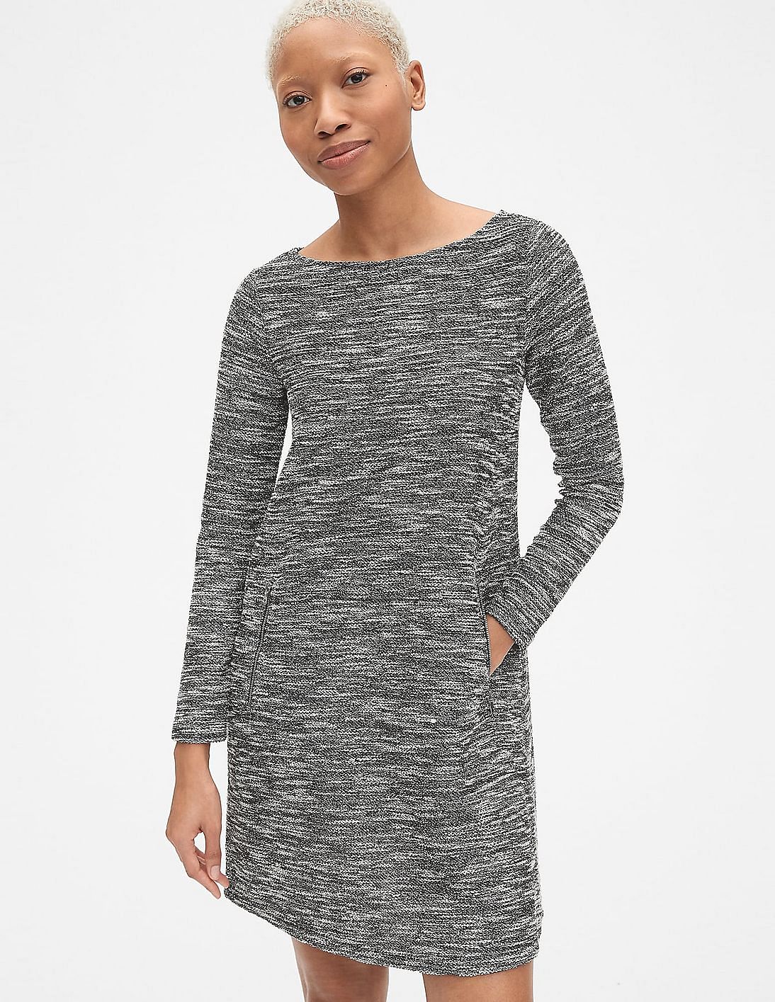 Buy GAP Women Black Zip-Pockets Long Sleeve A-Line Dress - NNNOW.com