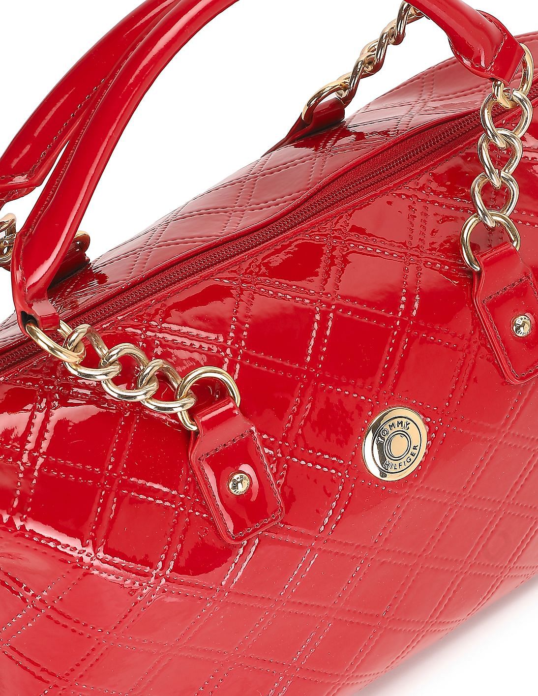 Buy Tommy Hilfiger Women Red Small Chain Quilted Bowler Handbag - NNNOW.com