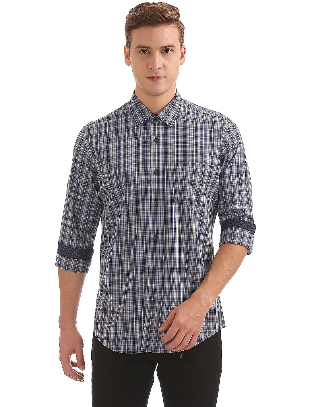 Buy AD by Arvind Slim Fit Check Shirt - NNNOW.com