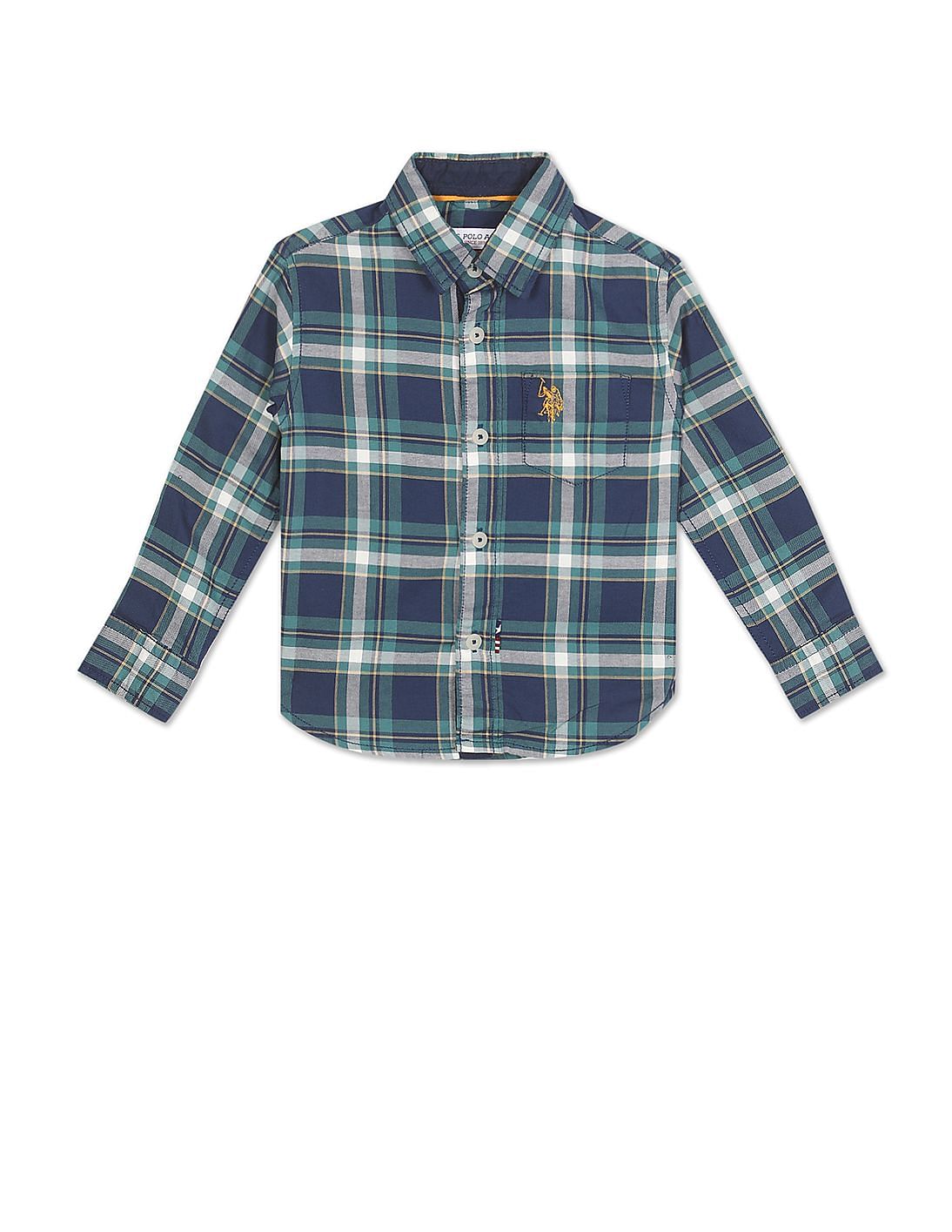 Buy U.S. Polo Assn. Kids Boys Spread Collar Checked Shirt - NNNOW.com