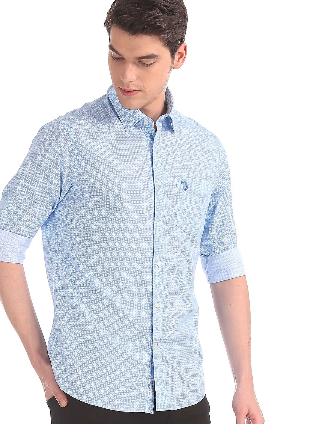 Buy Men Blue Regular Fit Cotton Shirt online at NNNOW.com
