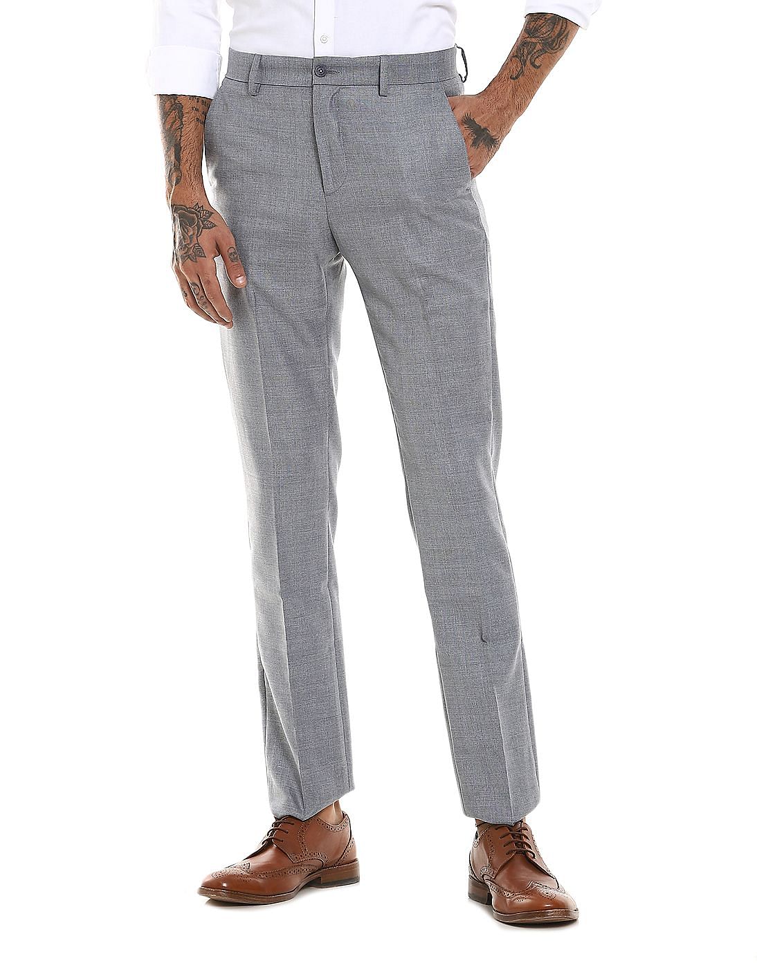Excalibur Mens Relaxed Fit Formal Trousers  280053721Grey30IN35Grey30  Amazonin Fashion