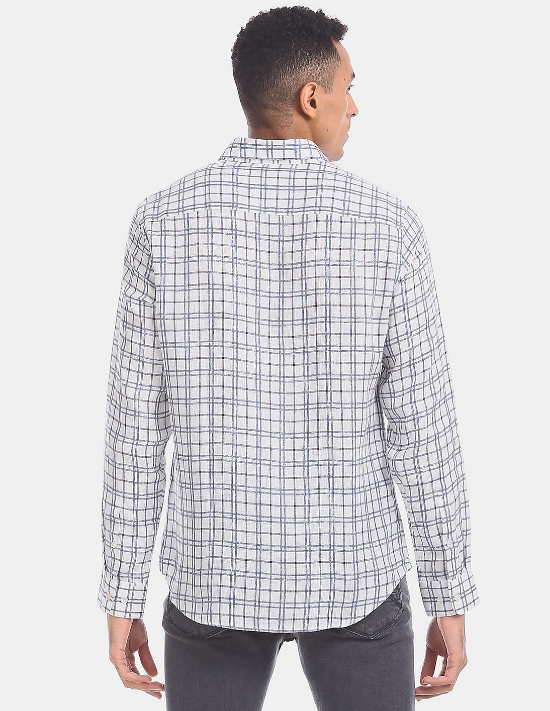 CALEE/O/S DOBBY CHECK BAND COLLAR SH（BLACK/WHITE）［ドビー