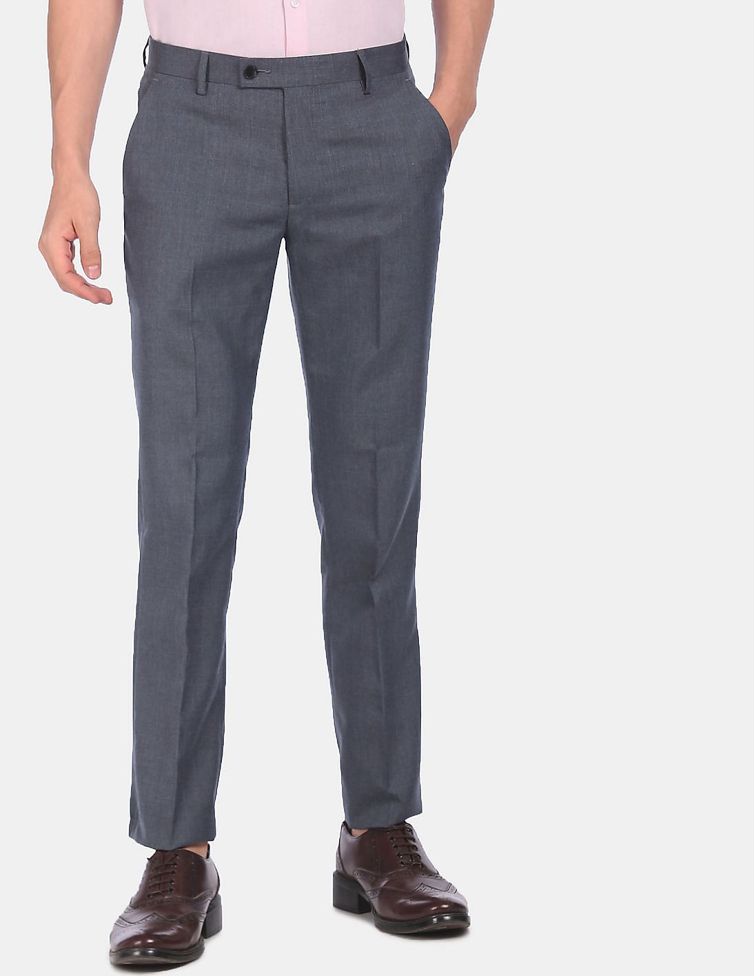Buy Arrow Mid Rise Check Formal Trousers - NNNOW.com